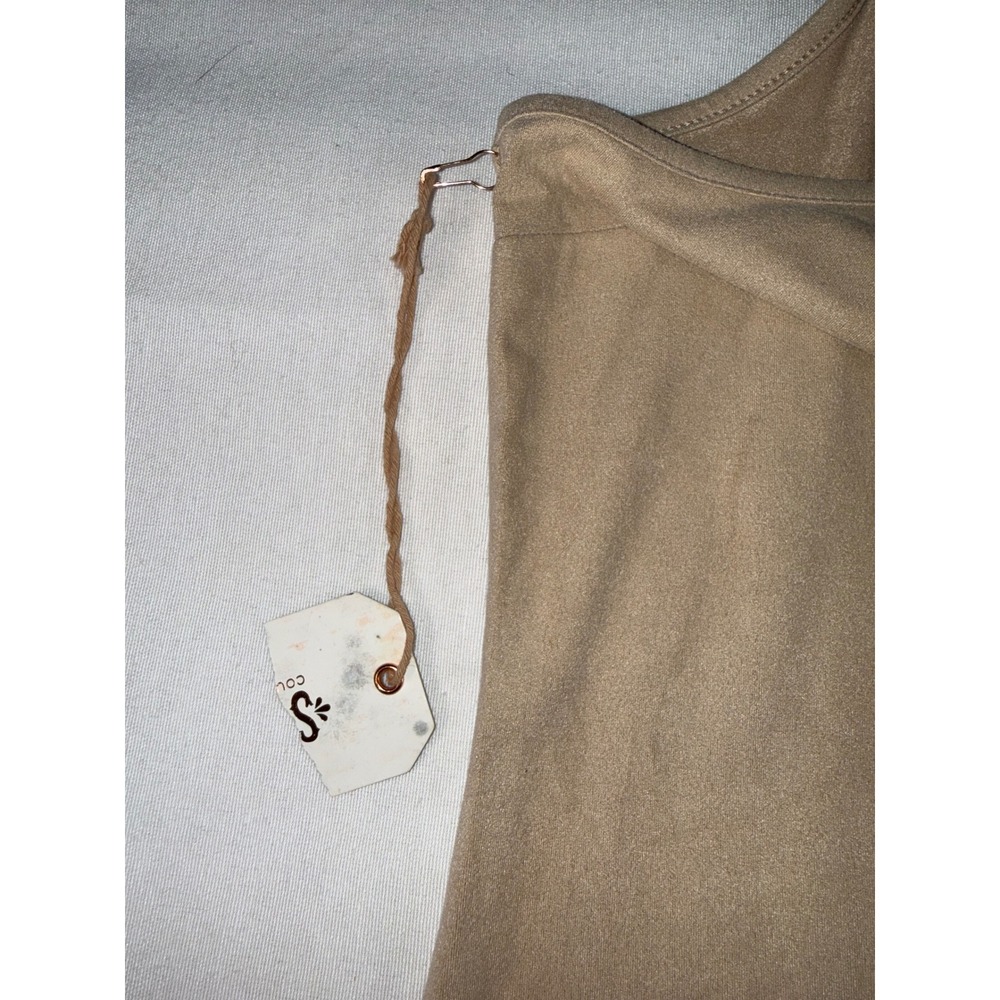 Shyanne Tan Faux Suede Mini Dress Sleeveless Western Adjustable Straps Size M - Picture 3 of 9